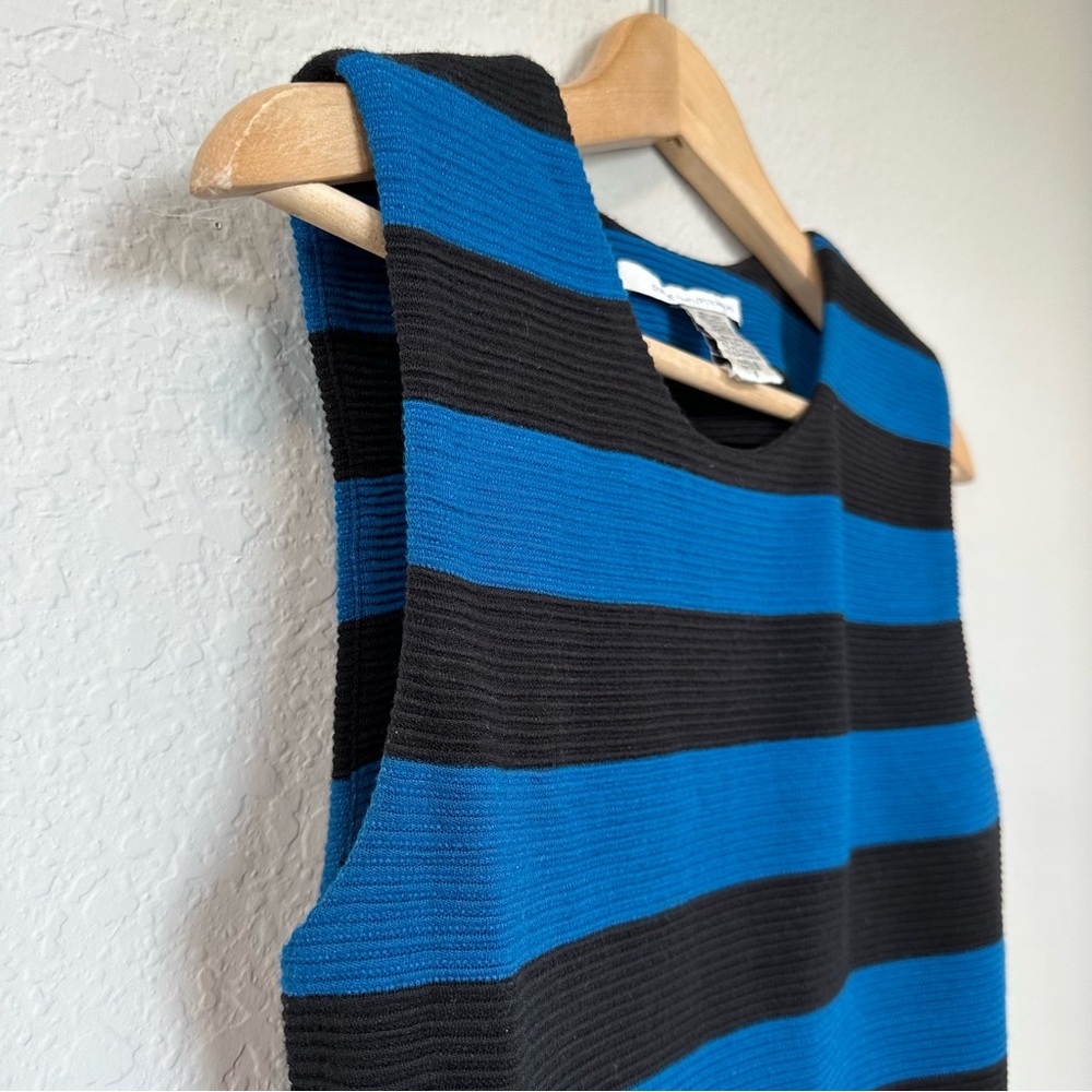 Diane von Furstenberg Blue-Black Striped Textured Wool Rigmora Dress - Picture 7 of 10